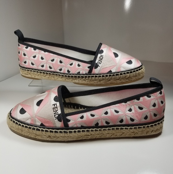 FENDI JUNIA PRINTED JACQUARD ESPADRILLES SHOES - Picture 2 of 9